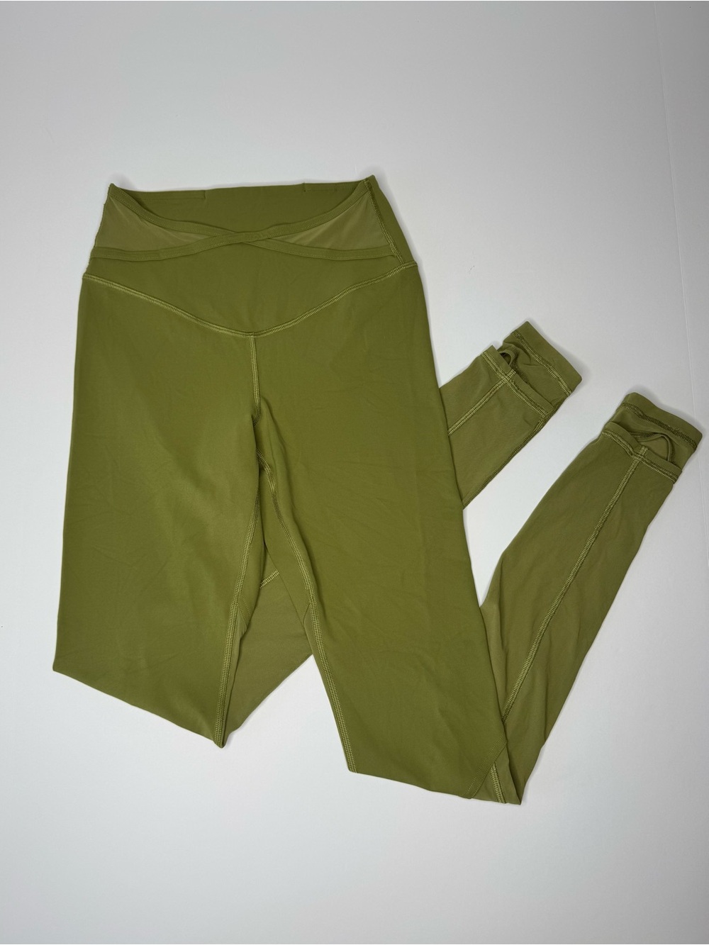 Lululemon Nulu Crisscross Mesh Stirrup Leggings Women’s Size 4 Bronze Green